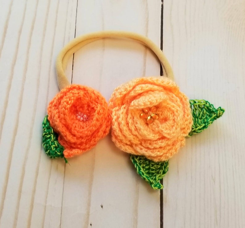 Headband crochet flowers,headband handmade baby,kids,flowers crochet, cute image 6