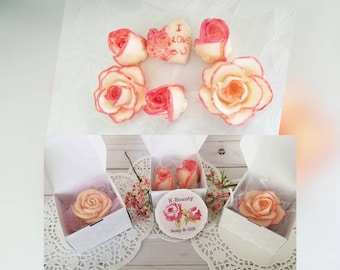 Rose and heart soap,3 soap set,soap set,heart soap gift,Roses shape soap,rose soap gift bridel,