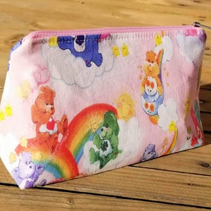 Pouch bag inspired  bears cute ,purse vintage cartoons bear,rainbow bear vintage bag,gift makeup vintage,travel case cartoons