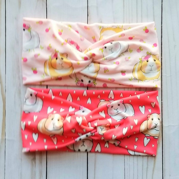 Guinea pig headband,hamster headband floral,twist headband,guinea pig gift,athletic headband,healthcare gift