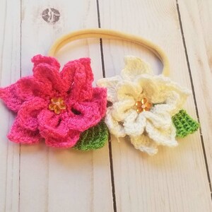 Flores de ganchillo de diadema, diadema hecha a mano bebé, niños, flores de ganchillo, lindo imagen 9