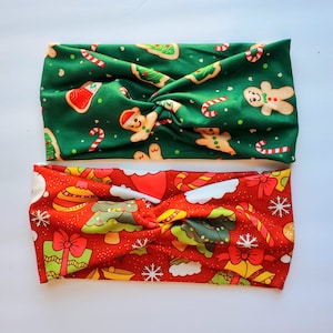 Headband  twist Christmas,headband gingerbread,headband candies Christmas,headband athletic,soft