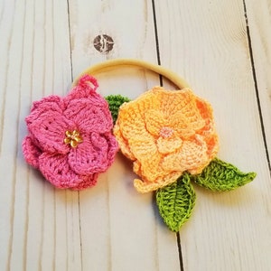 Headband crochet flowers,headband handmade baby,kids,flowers crochet, cute image 8