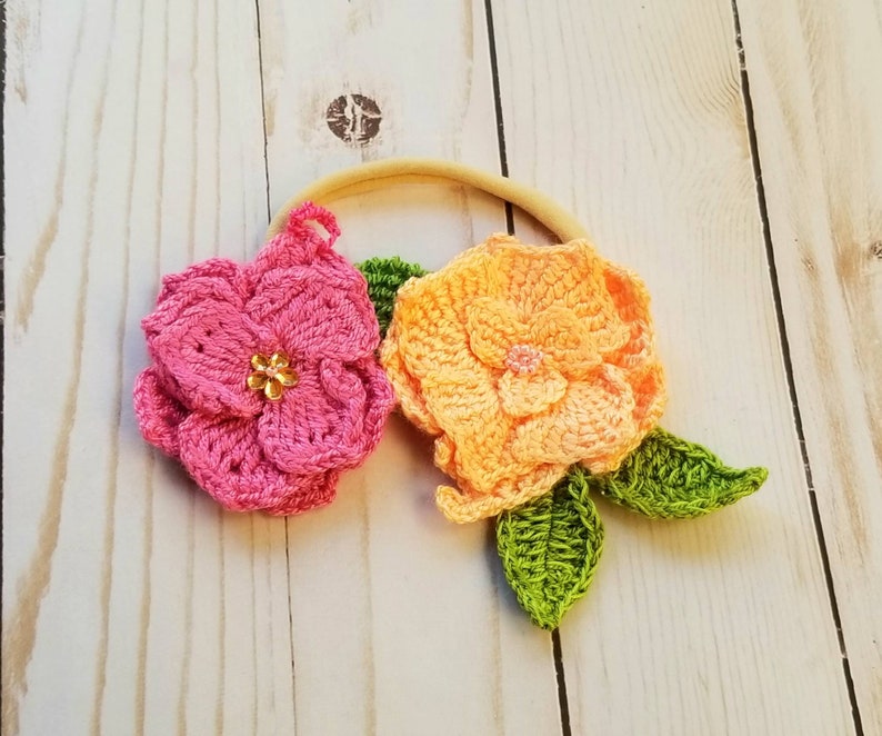 Headband crochet flowers,headband handmade baby,kids,flowers crochet, cute image 8