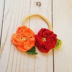 Headband crochet flowers,headband handmade baby,kids,flowers crochet, cute image 5