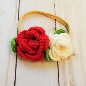 Headband crochet flowers,headband handmade baby,kids,flowers crochet, cute image 4