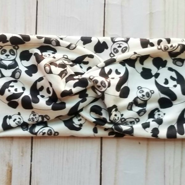 Headband twist bear panda,panda headband,gift panda ,nurse headband animal,bear headband fun,cute headband