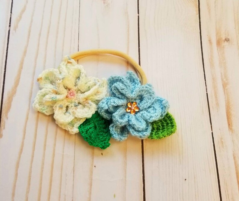 Headband crochet flowers,headband handmade baby,kids,flowers crochet, cute image 7