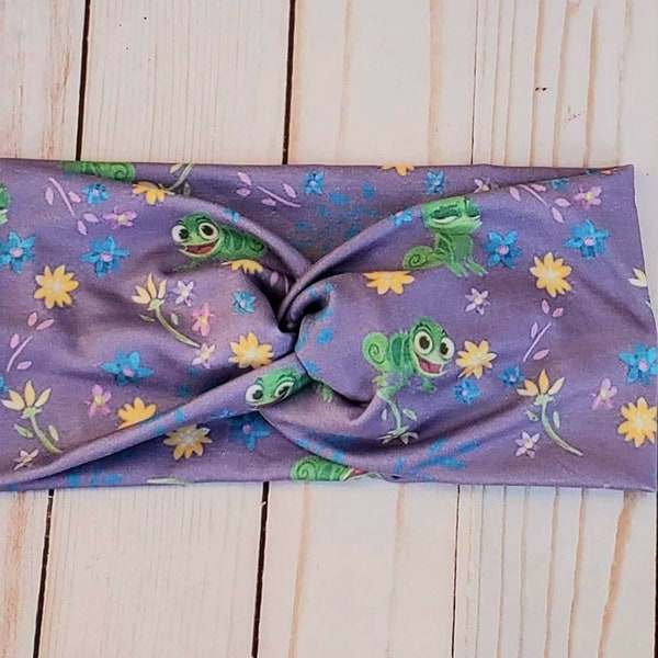 Lizard headband pascal,headband purple,headband twist, soft,athletic headband knotted,purple headband