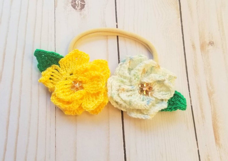 Headband crochet flowers,headband handmade baby,kids,flowers crochet, cute image 10