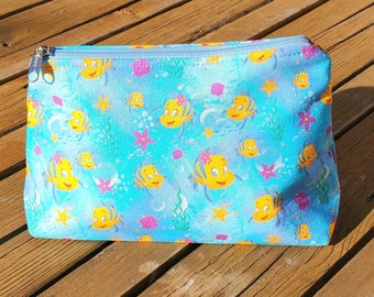 Pouch flounder,bag organizer fish ariel's,flounder gift,pouch summer