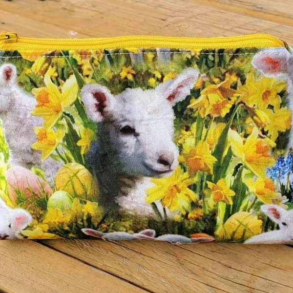 Lamb bag pouch sheep,cute makeup, purse lamb,cute pouch lamb,sheep gift, farmhouse gift garden