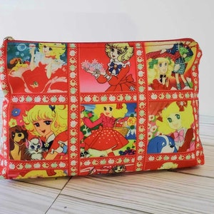 Pochette années 80, organisateur de maquillage fille des années 90, pochette fille anime, pochette romantique dessins animés rétro