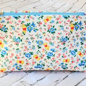 Floral Bear Pouch: Handmade Cotton Cosmetic Bag