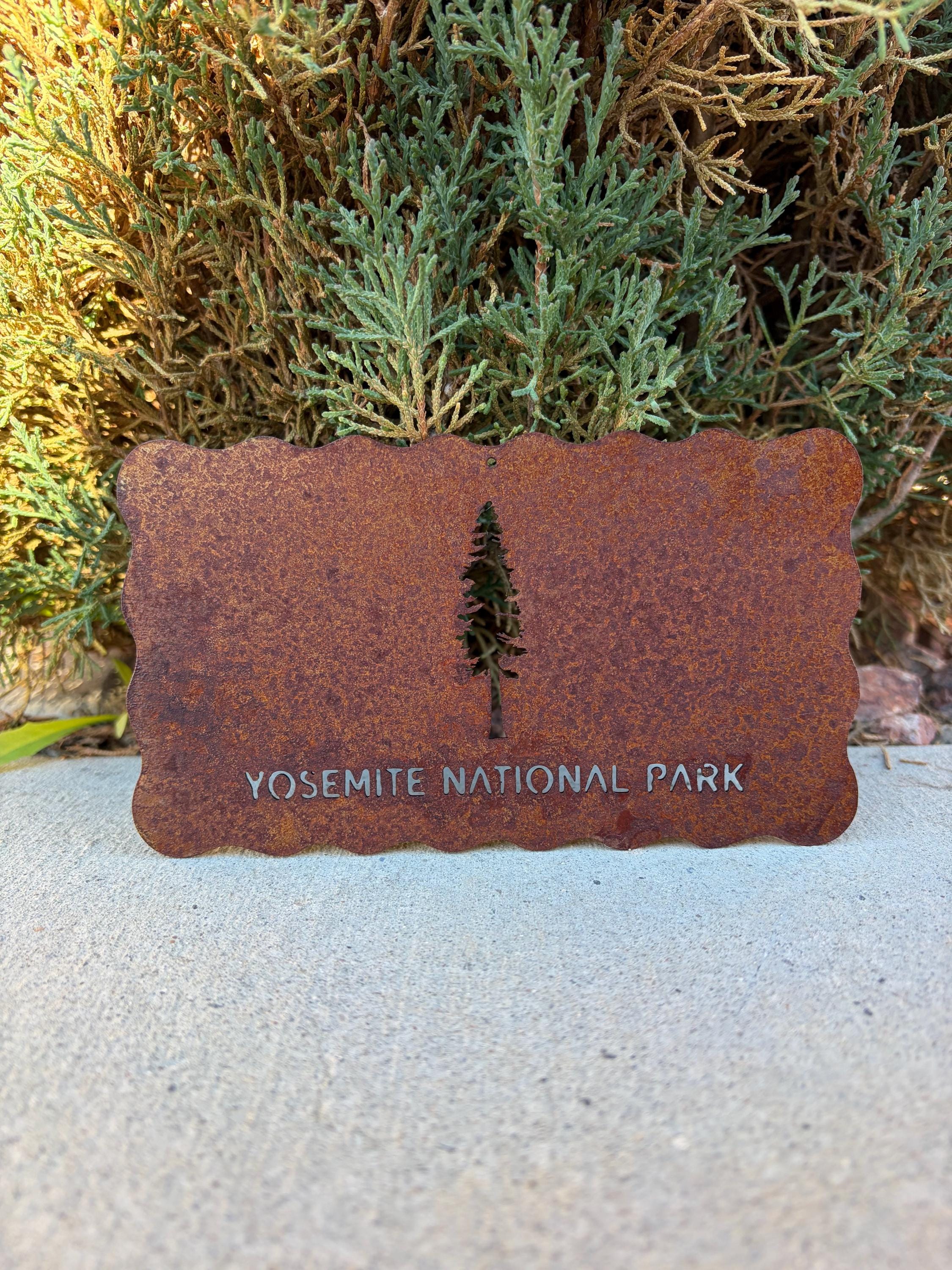 Mini Purchase. Sign Rust Yosemite Trail Sign - Rusted Metal - Mini Sign - Christmas Tree ...