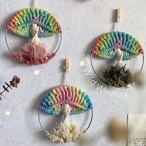 RAINBOW MUSHROOM // 5&quot; macrame pride mushroom, lgbtq+, love is love, gay pride, pride flags, hand dyed