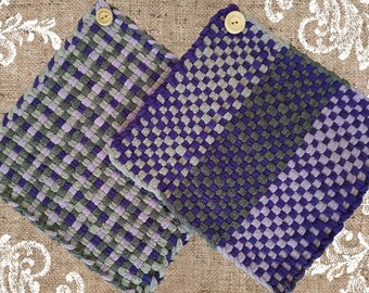 Potholder Handmade  Set , 8 1/4" Retro Cotton Hot Pad Pot Holders, Vintage Kitchen, Gift for Cook