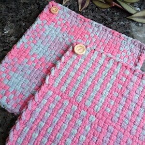 Potholder Loom Handmade Set , 8 1/4&quot; Retro Cotton Hot Pad Pot Holders, Vintage Kitchen, Gift for Cook