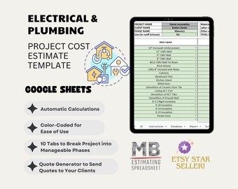 Electrical & Plumbing Project Cost Estimate Template - Google Sheets