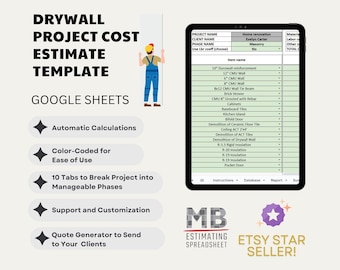 Drywall Project Cost Estimate Template - Google Sheets