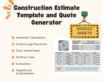 Construction Project Cost Estimate Template - Google Sheets