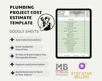 Plumbing Project Cost Estimate Template - Google Sheets