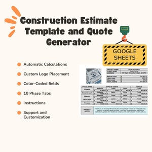 Construction Project Cost Estimate Template - Google Sheets