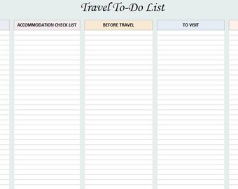 Customizable Travel Planner Excel Template | Trip Checklist (Digital)