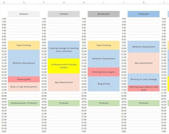 Small Business Weekly Schedule Planner | Excel Template (Digital Download)