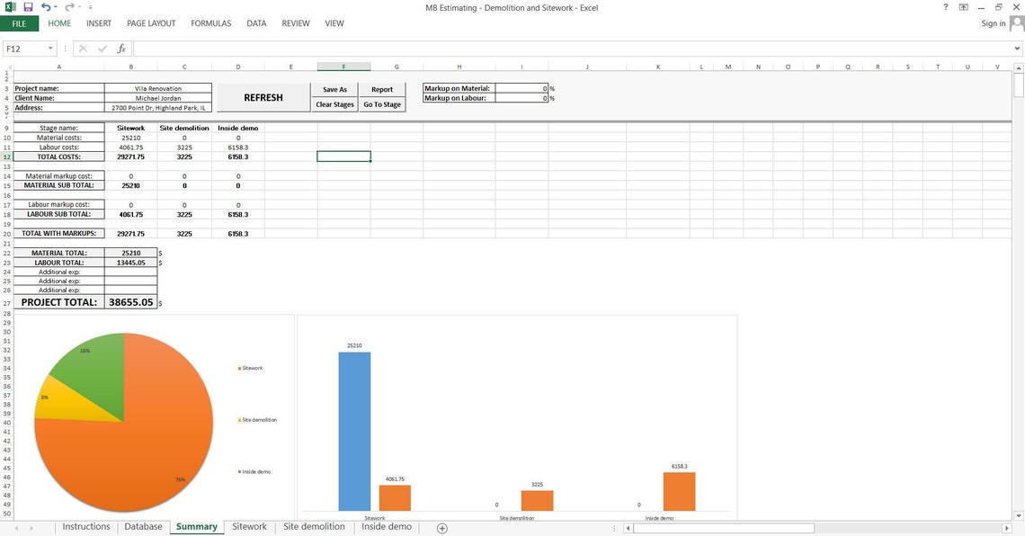 Demolition & Sitework Cost Estimate Excel Template - Etsy
