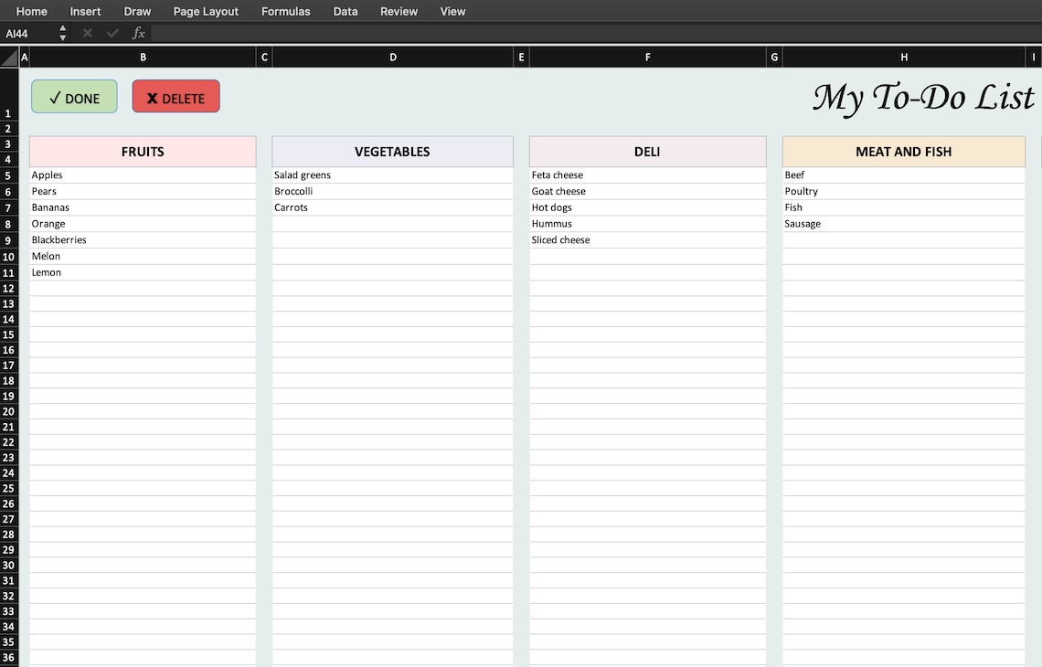 TO DO List Excel Template Customizable Planner Todo Excel Template ...