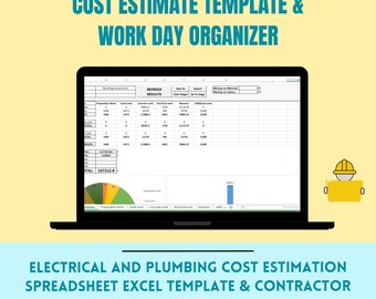 Cost Estimate Excel Template for Any Industry + Work Day Organizer | 2 EXCEL Templates