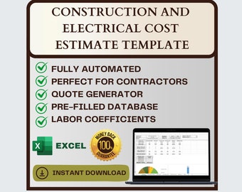 Construction & Electrical Cost Estimate Excel Template | Project Budget Calculator