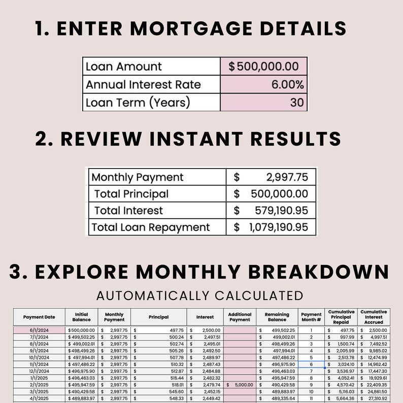 SIMPLE MORTGAGE CALCULATOR Google Sheets Template Mortgage Repayment