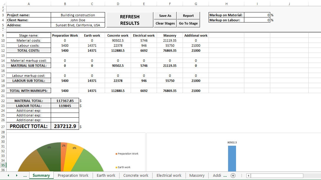 project costing excel template