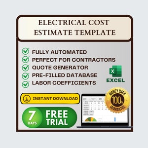Electrical Project Cost Estimate EXCEL Template | Construction Budget Calculator | Electrical Work Estimate Calculator