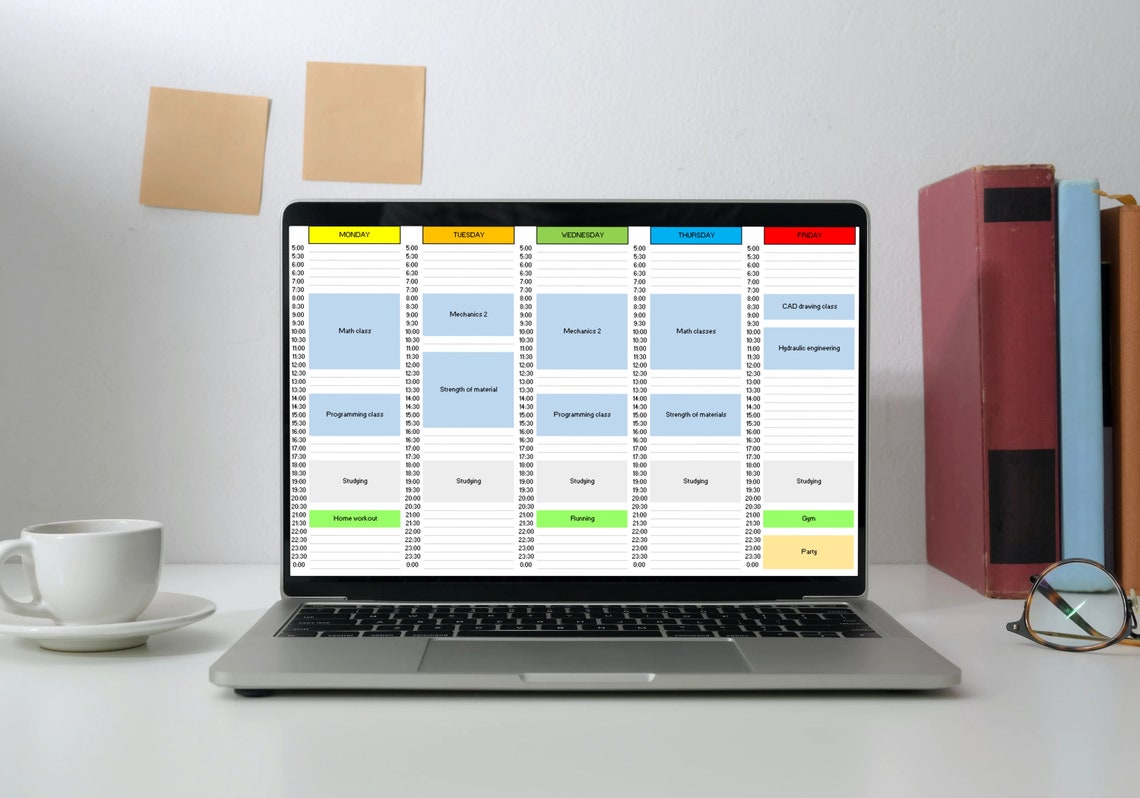 STUDENT DIGITAL Planner EXCEL Template Student Weekly Planner Weekly