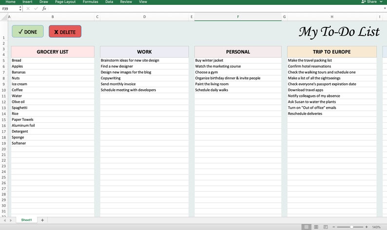 TO DO List Excel Template | Customizable Planner | Todo Excel Template ...