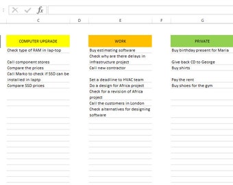 Excel To-Do List Template | Work Day Organizer (Digital Download)