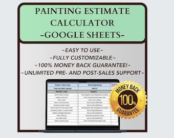 Painting Estimate Calculator | Google Sheets Template (Digital Download)