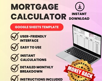 Mortgage Calculator Google Sheets Template | Home Loan Amortization (Digital Download)