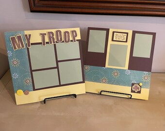 Girl scout scrapbook, daisy scout, brownie scout, scrap book pages, scrapbook layouts, premade pages, handmade scrapbook pages