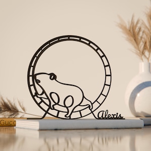 Personalized Hamster, Line Art Figure, 3D Printed Gift, Unique Hamster Gift Idea, Custom Line Art Sculpture, Minimalist Home Decor