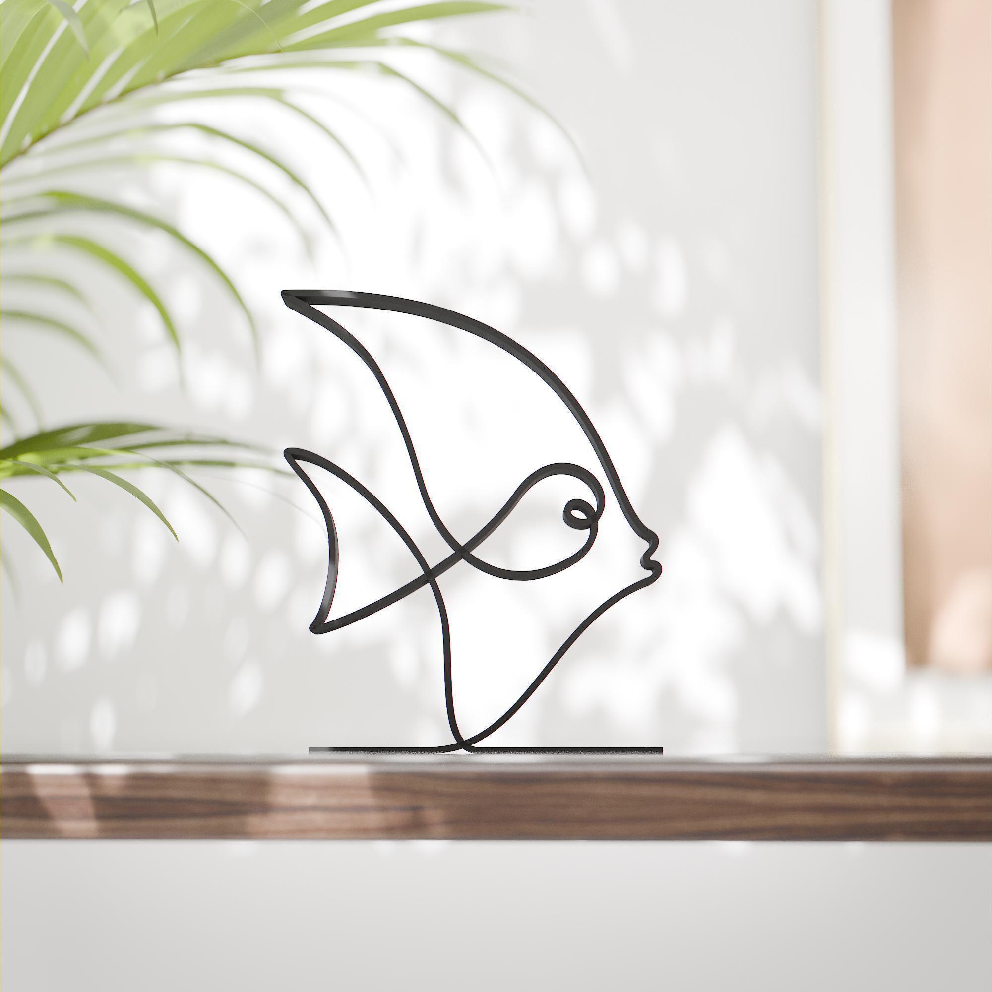 Fish Figure Line Fish Animal Figure - Minimalist Pet Sculpture - Etsy