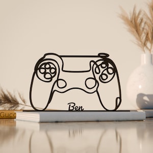 Gamepad, aangepast lijntekeningenfiguur, 3D-geprint cadeau, uniek cadeau-idee voor gamer, aangepaste lijnkunstsculptuur, minimalistisch interieur