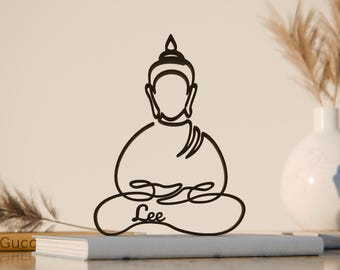 Boeddha, gepersonaliseerde lijntekeningen figuur, 3D-geprint cadeau, uniek cadeau-idee Boeddha, aangepaste lijnkunst sculptuur, minimalistisch interieur