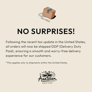 The image is a text-based image that contains a message about a tax-free delivery service for customers in the United States.
