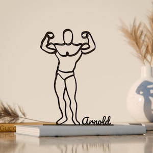 Personalized Body Builder Line Art Figure, 3D Printed Gift, Unique Body Builder Gift Idea, Custom Line Art Sculpture, Minimalist Home