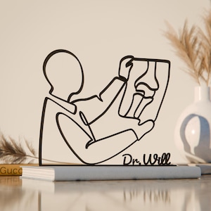 Figura personalizada de radiologista - Escultura minimalista em estilo de arte linear
