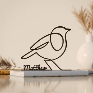 Personalized Bird, Line Art Figure, 3D Printed Gift, Unique Bird Lover Gift Idea, Custom Line Art Sculpture, Minimalist Home Decor